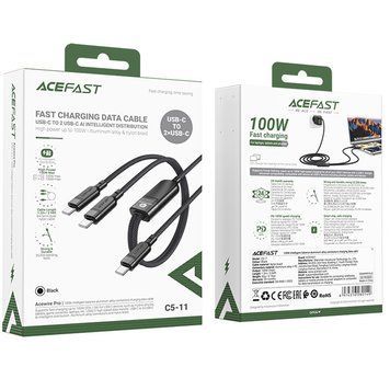 Кабель Acefast C5-11 USB-C to 2xUSB-C 100W (1.2m) 73057 фото