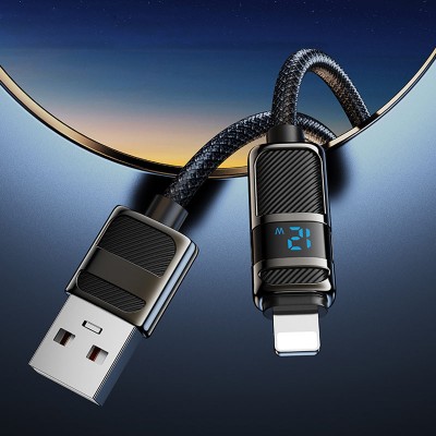 Дата кабель Hoco U137 Line with display USB to Lightning 2.4A/12W (1.2m)