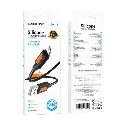 Дата кабель Borofone BX114 Structure USB to Lightning 2.4A (1m)