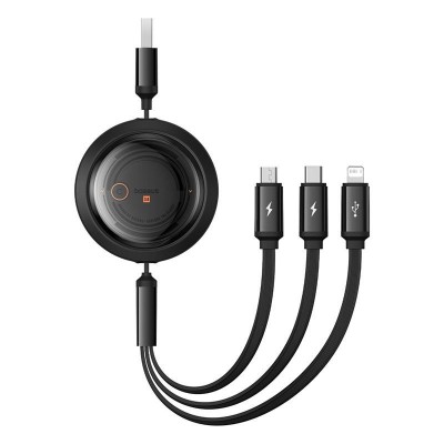 Дата кабель Baseus Free2Draw Retractable Crystal Fast Charging 3in1 100W (1.1m) (P10368700111-03)
