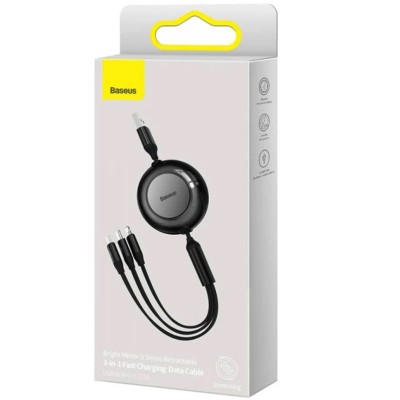 Дата кабель Baseus Free2Draw Retractable Crystal Fast Charging 3in1 100W (1.1m) (P10368700111-03)