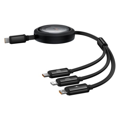 Дата кабель Baseus Free2Draw Retractable Crystal Fast Charging Type-C to 3in1 100W (1.1m) (P1036800)
