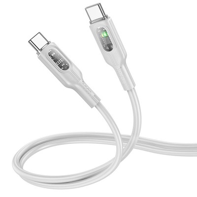 Дата кабель Hoco U120 Transparent explore intelligent power-off PD 60W Type-C to Type-C (1.2m)