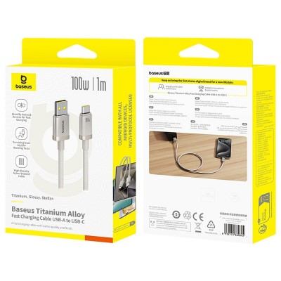 Дата кабель Baseus Titanium Alloy Fast Charging USB to Type-C 100W (1m) (P10378102)