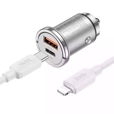 АЗУ Hoco NZ10 Handy PD45W+QC3.0 (1USB-A/1C) + кабель Type-C to Lightning