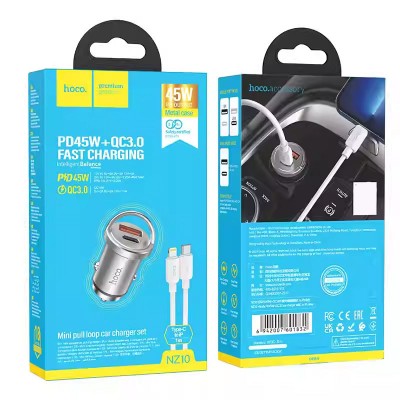 АЗУ Hoco NZ10 Handy PD45W+QC3.0 (1USB-A/1C) + кабель Type-C to Lightning