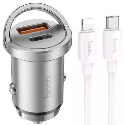 АЗУ Hoco NZ10 Handy PD45W+QC3.0 (1USB-A/1C) + кабель Type-C to Lightning