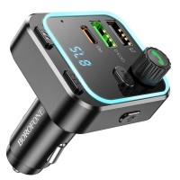 АЗУ FM модулятор Borofone BC53 Highway PD20W+QC3.0 (2USB-A/1C)
