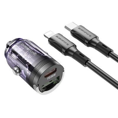 АЗУ Borofone BZ29A Talented PD36W+QC3.0 (1USB-A/1C) + кабель Type-C to Lightning