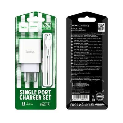 СЗУ Hoco C81A Asombroso 2.1A (1USB-A) + кабель USB to Type-C
