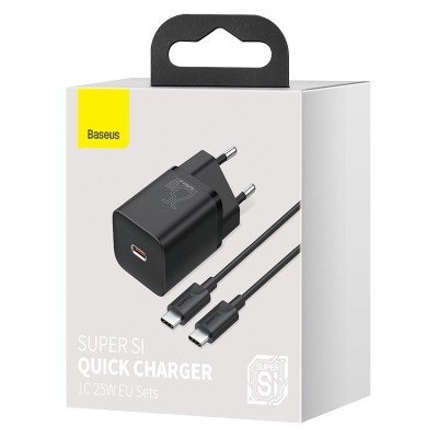 СЗУ Baseus Super Si Quick Charger 25W (1USB-C) + кабель Type-C to Type-C (TZCCSUP-L)
