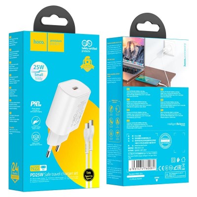 СЗУ Hoco N22 Jetta PD25W (1USB-C) + кабель Type-C to Type-C