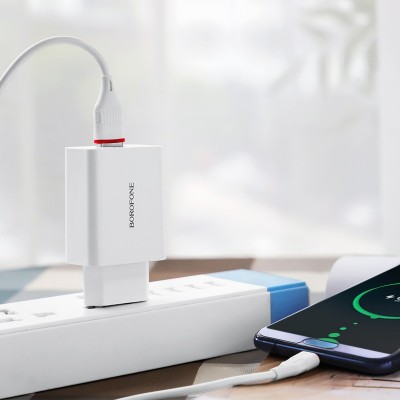 СЗУ Borofone BA21A Long journey QC3.0 3A (1USB-A) + кабель USB to Type-C