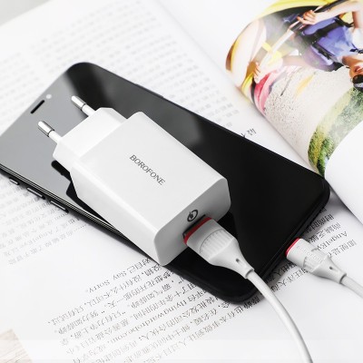 СЗУ Borofone BA21A Long journey QC3.0 3A (1USB-A) + кабель USB to MicroUSB