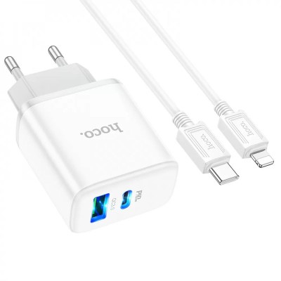 СЗУ Hoco C105A Stage PD20W+QC3.0 (1USB-A/1C) + кабель Type-C to Lightning