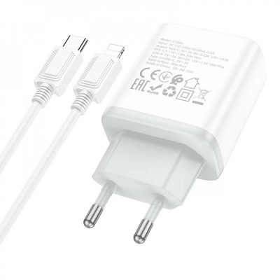 СЗУ Hoco C105A Stage PD20W+QC3.0 (1USB-A/1C) + кабель Type-C to Lightning