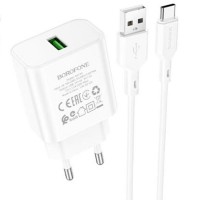 СЗУ Borofone BA72A Spring QC3.0 (1USB-A) + кабель USB to Type-C