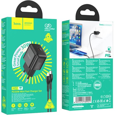 СЗУ Hoco N32 Glory PD30W (1USB-C) + кабельType-C to Lightning