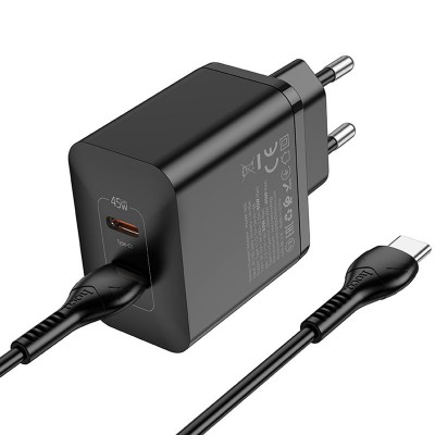 СЗУ Hoco N35 Streamer PD45W (2USB-C) + кабель Type-C to Type-C