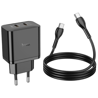 СЗУ Hoco N35 Streamer PD45W (2USB-C) + кабель Type-C to Type-C