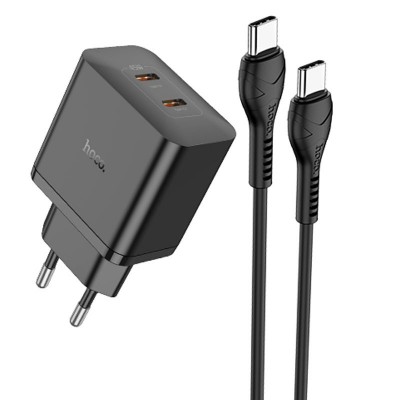 СЗУ Hoco N35 Streamer PD45W (2USB-C) + кабель Type-C to Type-C
