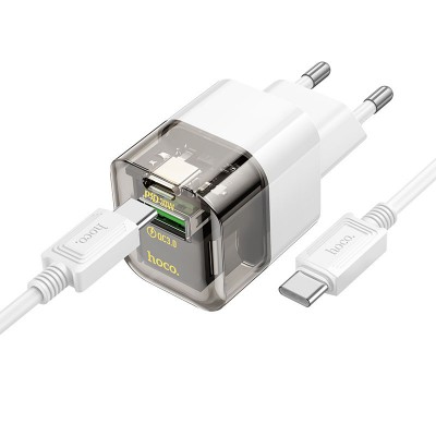СЗУ Hoco C131A Platium PD30W+QC3.0 (1USB-A/1C) + кабель Type-C to Type-C