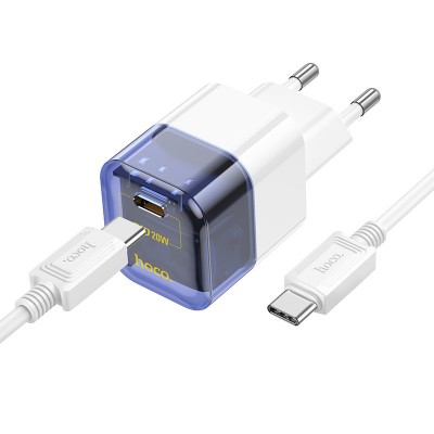 СЗУ Hoco C125A Transparent PD20W (1USB-C) + кабель Type-C to Type-C