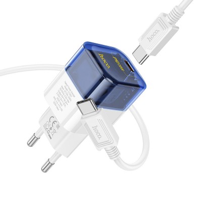 СЗУ Hoco C125A Transparent PD20W (1USB-C) + кабель Type-C to Type-C