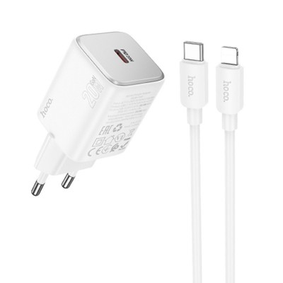 СЗУ Hoco N40 Mighty PD20W (1USB-C) + кабель Type-C to Lightning