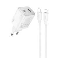 СЗУ Hoco N42 Elogiado PD45W (2USB-C) + кабель Type-C to Lightning