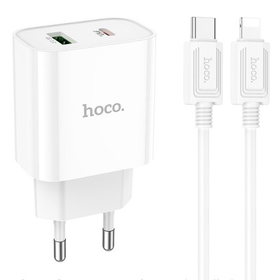 СЗУ Hoco C80A Plus Rapido PD20W+QC3.0 (1USB-A/1C) + кабель Type-C to Lightning