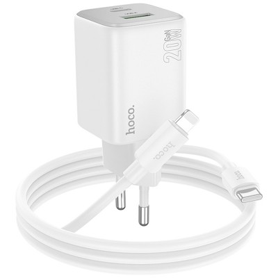 СЗУ Hoco N41 Almighty PD20W+QC3.0 (1USB-A/1C) + кабель Type-C to Lightning