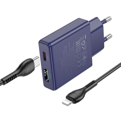 СЗУ Hoco N45 Biscuit PD30W+QC3.0 (1USB-A/1C) + кабель Type-C to Lightning