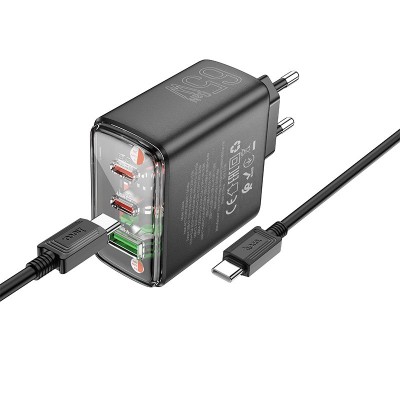 СЗУ Hoco CS44A Smart PD65W (1USB-A/2С) + кабель Type-C to Type-C