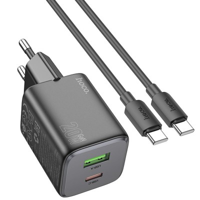 СЗУ Hoco N41 Almighty PD20W+QC3.0 (1USB-A/1C) + кабель Type-C to Type-C