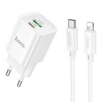 СЗУ Hoco C149A Charm PD30W+QC3.0 (1USB-A/1C) + кабель Type-C to Lightning