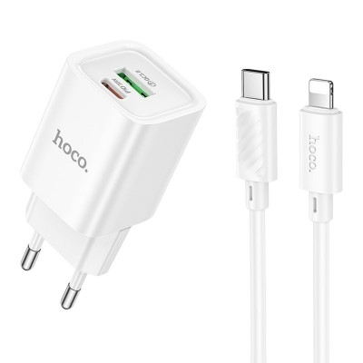 СЗУ Hoco C149A Charm PD30W+QC3.0 (1USB-A/1C) + кабель Type-C to Lightning