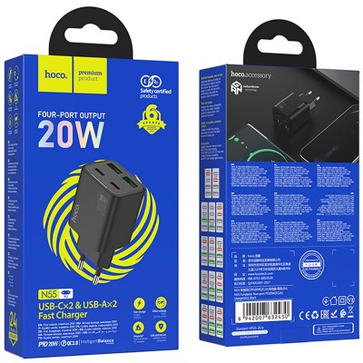 СЗУ Hoco N55 Fundador PD20W four-port (2USB-A/2C)