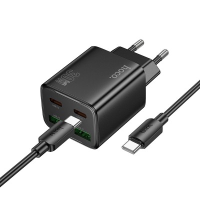СЗУ Hoco N56 Fundador PD30W four-port (2USB-A/2C) + кабель Type-C to Type-C