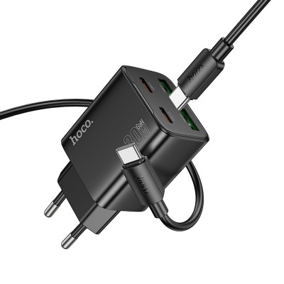 СЗУ Hoco N56 Fundador PD30W four-port (2USB-A/2C) + кабель Type-C to Type-C