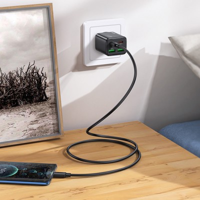 СЗУ Hoco N56 Fundador PD30W four-port (2USB-A/2C) + кабель Type-C to Type-C