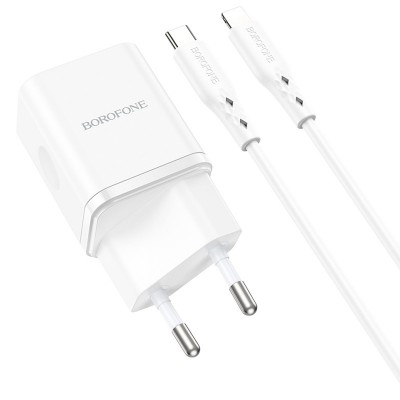 СЗУ Borofone BN7 PD20W+QC3.0 (1USB-A/1C) + кабель Type-C to Lightning