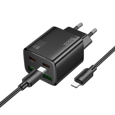 СЗУ Hoco N55 Fundador PD20W four-port (2USB-A/2C) + кабель Type-C to Lightning