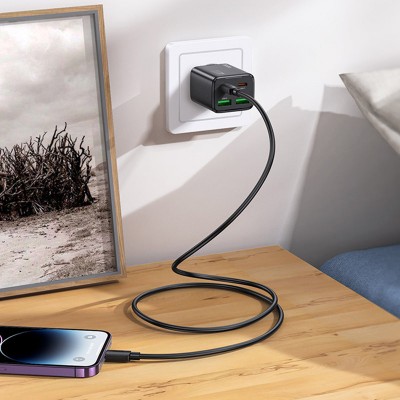 СЗУ Hoco N55 Fundador PD20W four-port (2USB-A/2C) + кабель Type-C to Lightning