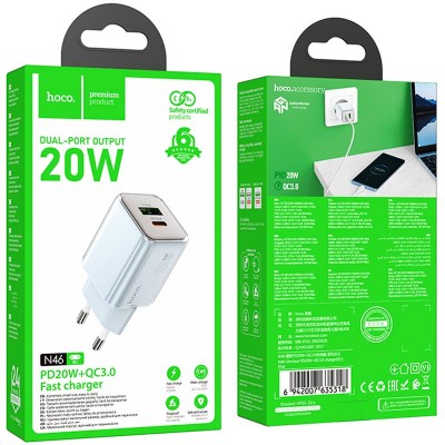 СЗУ Hoco N46 Glorious PD20W+QC3.0 (1USB-A/1C)