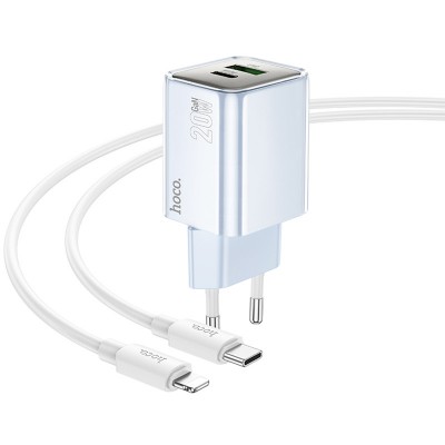 СЗУ Hoco N46 Glorious PD20W+QC3.0 (1USB-A/1C) + кабель Type-C to Lightning