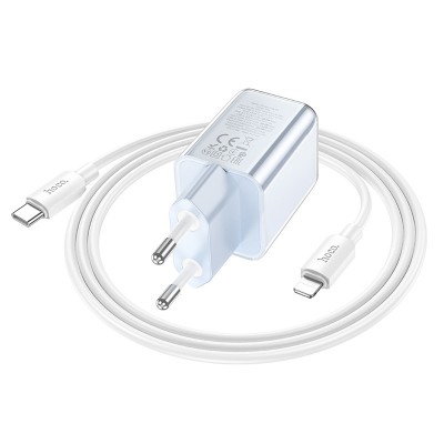 СЗУ Hoco N46 Glorious PD20W+QC3.0 (1USB-A/1C) + кабель Type-C to Lightning