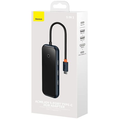 Переходник Baseus Hub AcmeJoy 5-Port Type-C (HDMI*1+USB3.0*2+USB2.0*1+Type-C PD&Data*1) (WKJZ)