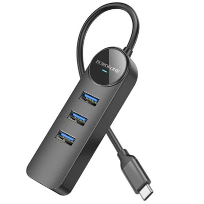 Переходник Borofone DH6 Erudite 4in1 Gigabit Ethernet (Type-C to USB3.0*3+RJ45) (0.2m)