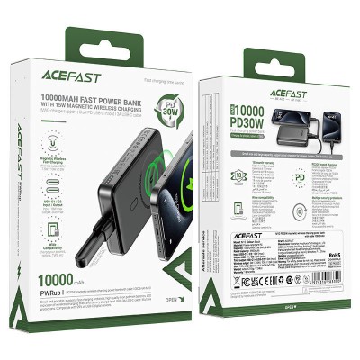 Портативное ЗУ Power Bank Acefast M10 PD30W с БЗУ 10000 mAh